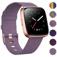 DAIKA Fabric Bands Compatible with Fitbit Versa/Versa 2/Versa Lite Stylish Woven Wristbands with Stainless Steel Buckle Fits for Women Men, Large Small