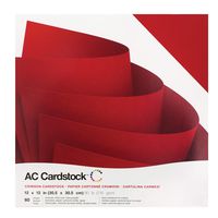 American Crafts 12" x 12" Crimson Design Textured Cardstock Pack - Solid Core Heavyweight, Archival Quality - 60 Sheets