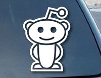 SoCool - Reddit Alien - Vinyl 5" tall (Color: WHITE) decal laptop tablet skateboard car windows stickers