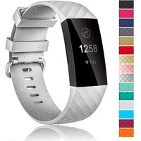 Velavior Waterproof Bands for Fitbit Charge 3 / Charge3 SE, Replacement Wristbands for Women Men Small Large (Silver, Large)