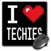 3dRose Geeky Old School Pixelated Pixels 8-Bit I Heart I Love Techies Mouse Pad (mp_118944_1)