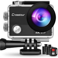 Crosstour 4K Action Camera 16MP WiFi Underwater Cam 30M Waterproof Case Sports Camera with Remote Control 2 Batteries and 19 Mounting Accessories (4K)