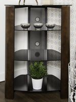 WE Furniture 35" Glass Media Storage Tower, Espresso