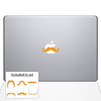 The Decal Guru 2037-MAC-13A-SY Mac Mustaches Decal Vinyl Sticker, Yellow, 13" MacBook Air