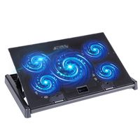 slopehill Laptop Cooler Notebook Cooling Pad, 5 Quiet Blue LED Fans with Powerful Air Flow, Dual USB Ports, Adjustable Angled Stand, Fits 10-17 Inch Laptop (Laptop Cooking Pad)