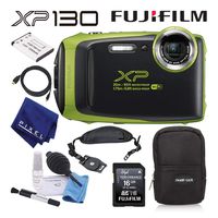 Fujifilm FinePix XP130 Waterproof Digital Camera (Lime) Basic Camera Accessory Bundle with Soft Carrying Case + Professional Cleaning Kit + Much More