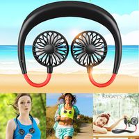 Peigen Hand Free Personal Fan - Portable USB Rechargeable Neckband Lazy Neck Hanging Style Dual Cooling Mini Fan- Headphone Design Wearable Neckband Fan Necklance Fan (Black)