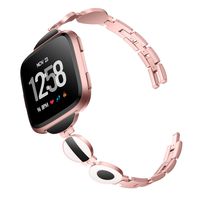 DAIKA Metal Bands Compatible with Fitbit Versa for Women Stylish Replacement Band Bracelet Accessories - Rose Pink