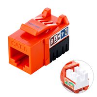 LINKOMM 50-Pack RJ45 Cat6 Slim Profile UTP Unshielded Keystone Jack with Punch Down Palm Holder (Orange)