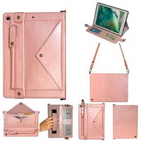 iPad Pro 12.9 Book Case(1st Gen), Multi-Function Wallet Protective Cover with Card Slot Pocket/Pen Holder/Hand Strap/Classic Buckle Closure Shoulder Bag Case for iPad Pro 12.9 1st/2nd Gen,Rose Gold