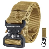 Fairwin Tactical Belt for Men, Military Style 1.5" Nylon Web Belt with Heavy-Duty Quick-Release Metal Buckle (Brown, L (Waist 42''-46''))