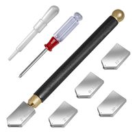 VIBIRIT Glass Cutter Tool Set,2mm-28mm Pencil Style Oil Feed Carbide Tip with 4 Replacement Heads,Screwdriver and Oil Dropper for Cutter Stained Glass/Tiles/Mirror