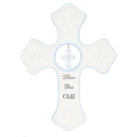 NAT and Jules Bless This Child Hanging Cross, Blue