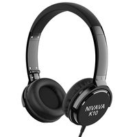 Nivava On Ear Headphones with Mic Wired Foldable Lightweight Adjustable On Ear Headset with 3.5mm Jack for iPad Cellphones Computer Kindle Airplane, K10 (Black)