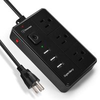 Lightweight Small Size Power Strip - Surge Protector with Child Safety Outlet Cover Fasten Cable Tie Fireproof 1382℉ High Heat Resistant 6ft Cord 10A 3 Outlet 3A 3 USB Fast Charge for Home Hotel