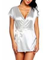 Avidlove Women Wedding Robe Lingerie White Satin Lingerie Kimono