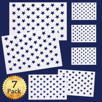 Whaline 7 Pieces American Flag 50 Stars Stencil Template for Painting on Wood, Fabric, Paper, Airbrush, Walls Art, 2 Large, 2 Medium and 3 Small