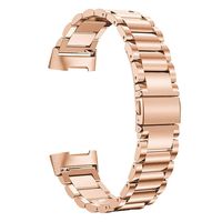 SWEES Metal Bands Compatible for Charge 3 & Charge 3 SE Band, Premium Stainless Steel Metal Band Replacement Strap Wristband for Women Men, Small Large, Rose Gold