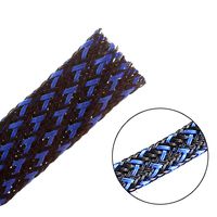 25ft - 1/4 inch PET Expandable Braided Sleeving - BlackBlue - Alex Tech Braided Cable Sleeve