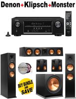 Denon-AVRS500BT + 2 Klipsch-RP260FBK + Klipsch-RP440CBK + 2 Klipsch-RP250SBK + Klipsch-R112SW + Monster Cable-PLATXPMS50 Bundle