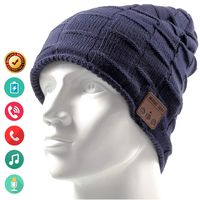 Bluetooth Hat Beanie Wireless Earbuds Headset Headphones Music Audio Women Men Boys Girls Winter Cap with Speaker Mic Hands Free Outdoor Sport Stereo Earphone Earpieces (Blue)