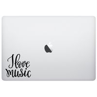 MacBook Sticker Decal - I Love Music - Matte Black Cycle Run Skins Stickers