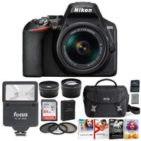 Nikon D3500 DSLR Camera with AF-P DX NIKKOR 18-55mm Lens (Black) -Bundle, 64GB Card, Nikon Case, Software Suite, Spare Battery and Accessory Bundle