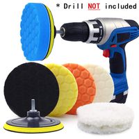 POLIWELL 6 Inch Car Polishing & Buffing Sponge Pads Kit Wool Bonnet Pads for Household Electric Drill and Auto Polisher with 8mm M14 Drill Adapter for Washing Cleaning Waxing Dusting, 11PCS