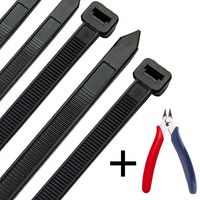 Honyear 100pcs 24 Inch Cable Zip Ties Heavy Duty (with Wire Cable Cutters), Strong Large Black Zip Ties with 175 Pounds Tensile Strength, Long Durable Nylon Black tie Wraps, Outdoor UV Resistant