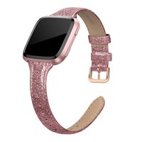 SWEES Leather Bands Compatible with Fitbit Versa 2 / Fitbit Versa Lite & SE/Fitbit Versa, Slim Thin Genuine Leather Replacement Strap for Versa Women (5.5" - 7.9"), Black, Champagne, Rose Gold, Tan