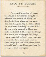 F. Scott Fitzgerald - For What It's Worth. - 11x14 Unframed Typography Book Page Print - Makes a Great Gift Under $15 for Book Lovers