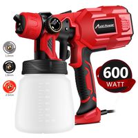 Paint Sprayer, 600W HVLP Spray Gun, Electric Paint Gun with 3 Spray Patterns, 3 Copper Nozzles, Flow Control and 800ml Detachable Container for Various Painting Projects, Avid Power