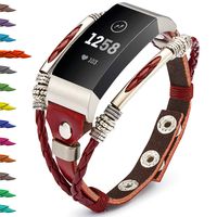 Compatible for Fitbit Charge 3 Bands for Women, Marval.P Handmade Leather Charge 3 SE Band, Replacement Unique Bracelet Strap, Wristbands with Adjustable Size, Fashion Wrist Band Straps Lover