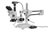 AmScope 3.5X-90X Simul-Focal Stereo Zoom Microscope on Boom Stand with an LED Light and 14MP USB3 Camera