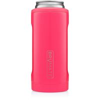 BrüMate Hopsulator Slim Double-walled Stainless Steel Insulated Can Cooler for 12 Oz Slim Cans (Neon Pink)