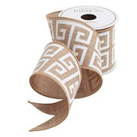 Caspari Natural & White Greek Key Ribbon - Three 18 Ft. Spools