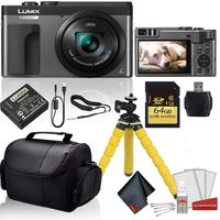 Panasonic Lumix DC-ZS70 Digital Camera (Silver) Bundle with Replacement Battery + LCD Screen Protectors + 64GB Memory Card and More
