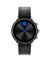 Movado Connect 2.0 Unisex Powered with Wear OS by Google Stainless Steel and Black Leather Smartwatch, Color: Black (Model: 3660028)