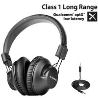 [2020 New] Avantree AS9PA aptX Low Latency Bluetooth 5.0 Over Ear Headphones for Computer TV Watching, Class 1 Long Range Wireless Wired Hi-FI Stereo Headset with Mic, for PC Cell Phones Tablets