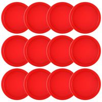 Coopay 12 Pieces Home Air Hockey Pucks 2.5 Inch Heavy Replacement Pucks for Game Tables Equipment Accessories, 13 Grams (Red)
