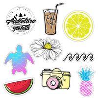 KRAFT'D Cute Beach Sticker Packs, Great Accessories for Waterproof Water Bottle Stickers, Laptop, Hydro Flask Stickers, Phones, Ocean Flower Sea Designs Proudly Made in Huntington Beach California