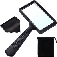 Blulu 5X Handheld Magnifier, 3.77 x 1.89 Inch Rectangular Magnifying Glass, Scratch Resistant Glass Lens for Seniors Reading, Hobbies, Repair, Observation