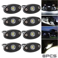 LEDMIRCY LED Rock Lights White Kit for JEEP Off Road Truck Auto Car Boat ATV SUV Waterproof High Power Underbody Glow Neon Trail Rig Lights Underglow Lights Interior Exterior Shockproof(8 PCS White)