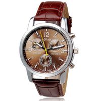 Men Watches,Shinericed New Luxury Fashion Crocodile Faux Leather Band Analog Watch Watches for Mens (Brown)