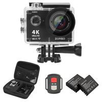 Action Camera 4K WiFi 16MP Adjustable View Angle Sports Camera with 2" IPS Screen, 100 Fts Waterproof Camera Remote Control 2 Batteries Abundant Mounting Accessories Kit and Red Filter-ZONKO ZK8000P