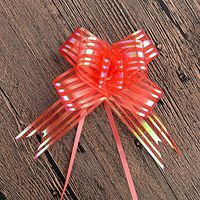 ISKYBOB 40 Pieces Organza Large Pull Bows Ribbon Gift Wrap Striped Bows for Wedding Party Decor DIY Gift Ornament, Red