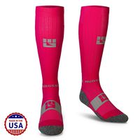 MudGear Premium Compression Socks - Mens & Womens Running Hiking Trail - 1 Pair (Pink/Gray - L)