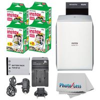 Fujifilm instax SHARE Smartphone Printer SP-2 (Silver) + Fujifilm Mini Twin Pack (80 Shots) + Travel Charger & Extra Battery + Cleaning Cloth + Filming Bundle - International Version (No Warranty)