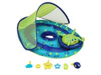 SwimWays Baby Spring Float Activity Center with Canopy - Inflatable Float for Children with Interactive Toys and UPF Sun Protection - Blue/Green Octopus