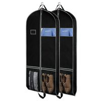 Zilink Large Garment Bags for Travel 60" Long Dress Suit Protector Cover with 2 Large Mesh Pockets and Clear Window, Set of 2